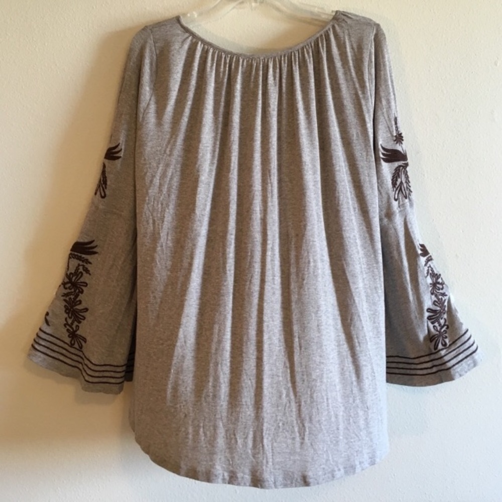 Oversized Swing Blouse Long Sleeve Top Embroidered - Picture 8 of 9